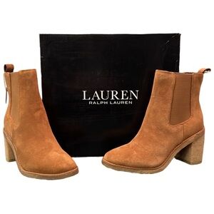 Lauren Ralph Lauren Marianna Water-Repellent Suede Booties Brown 6.5 & 9 New